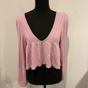Urban Outfitters V Neck Long Sleeve Crop Top